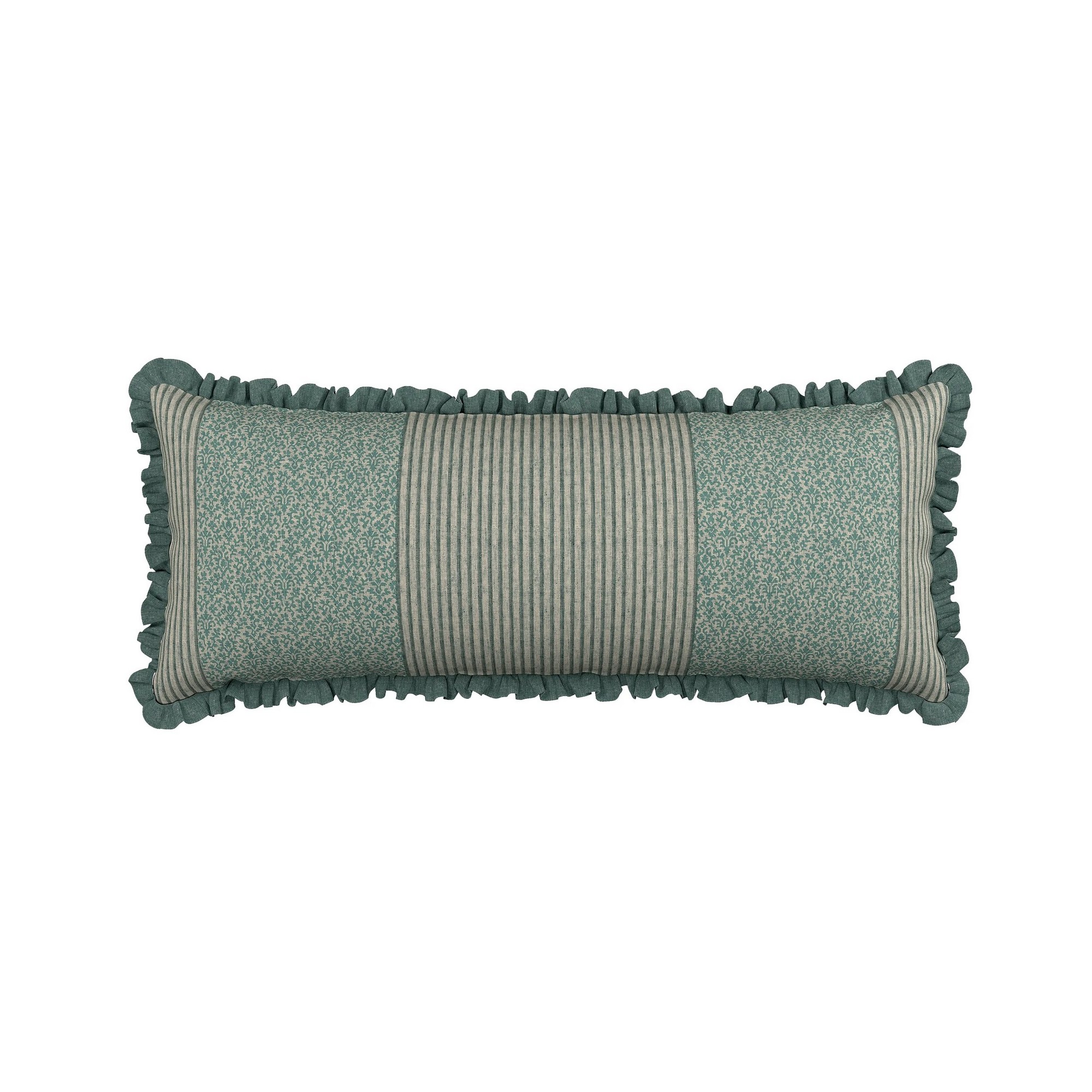 Clarence Bolster Cushion By Bedeck Of Belfast In Celadon Green